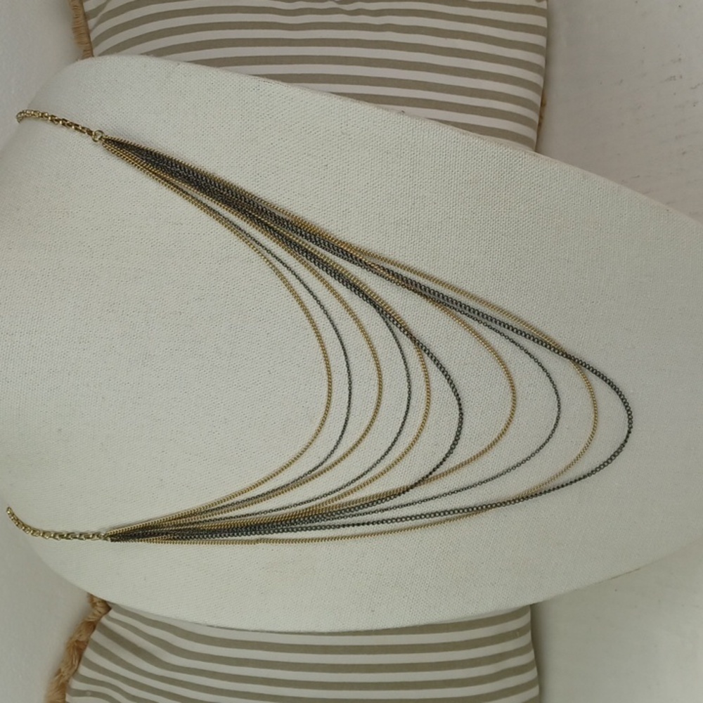 Lane Bryant Gold & Black Layered Chain Very Cool Necklace Nice Quality